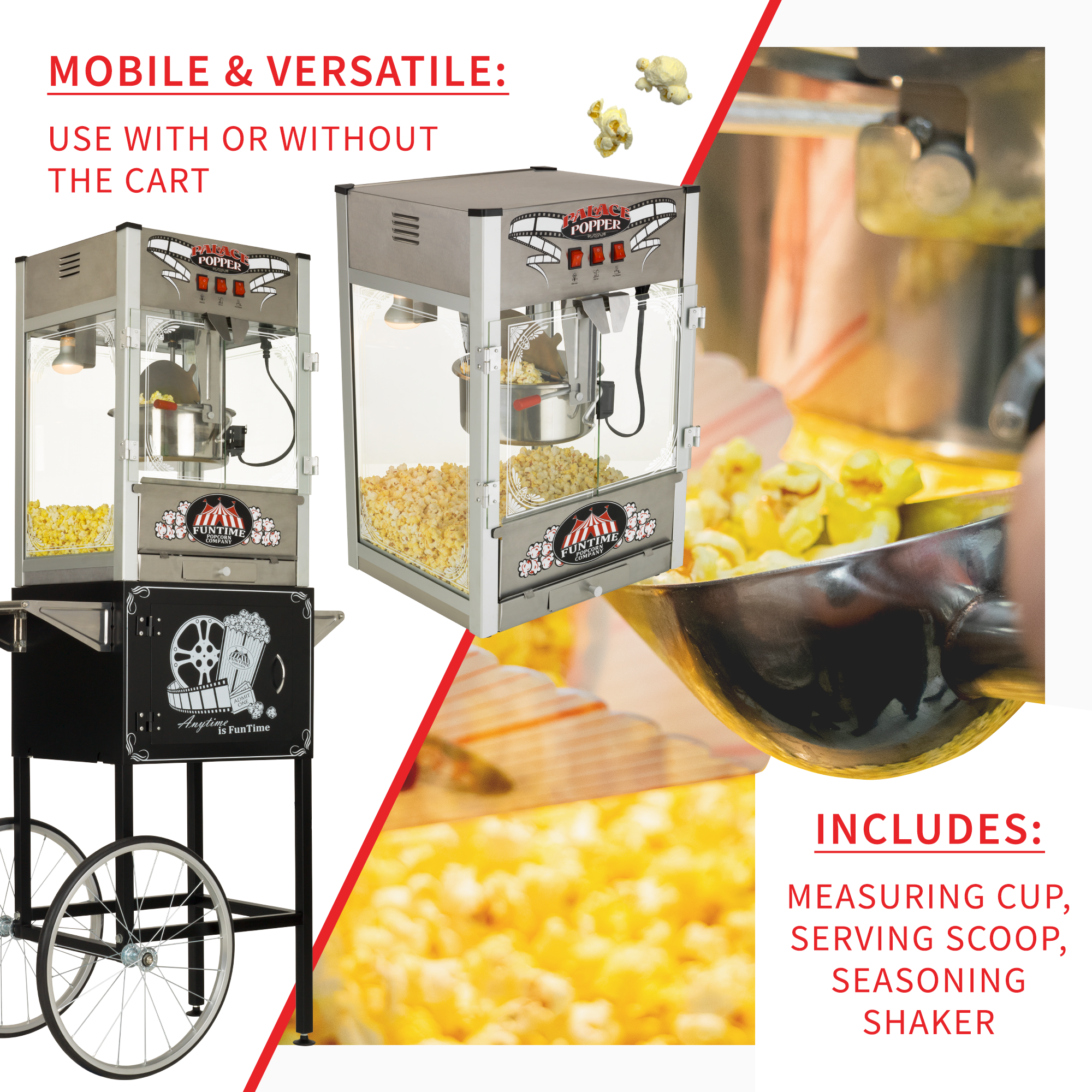 Great Northern Popcorn 1 Cups Oil Popcorn Machine, Stainless Steel, Vintage  Movie Theater Style, Countertop Model in the Popcorn Machines department at
