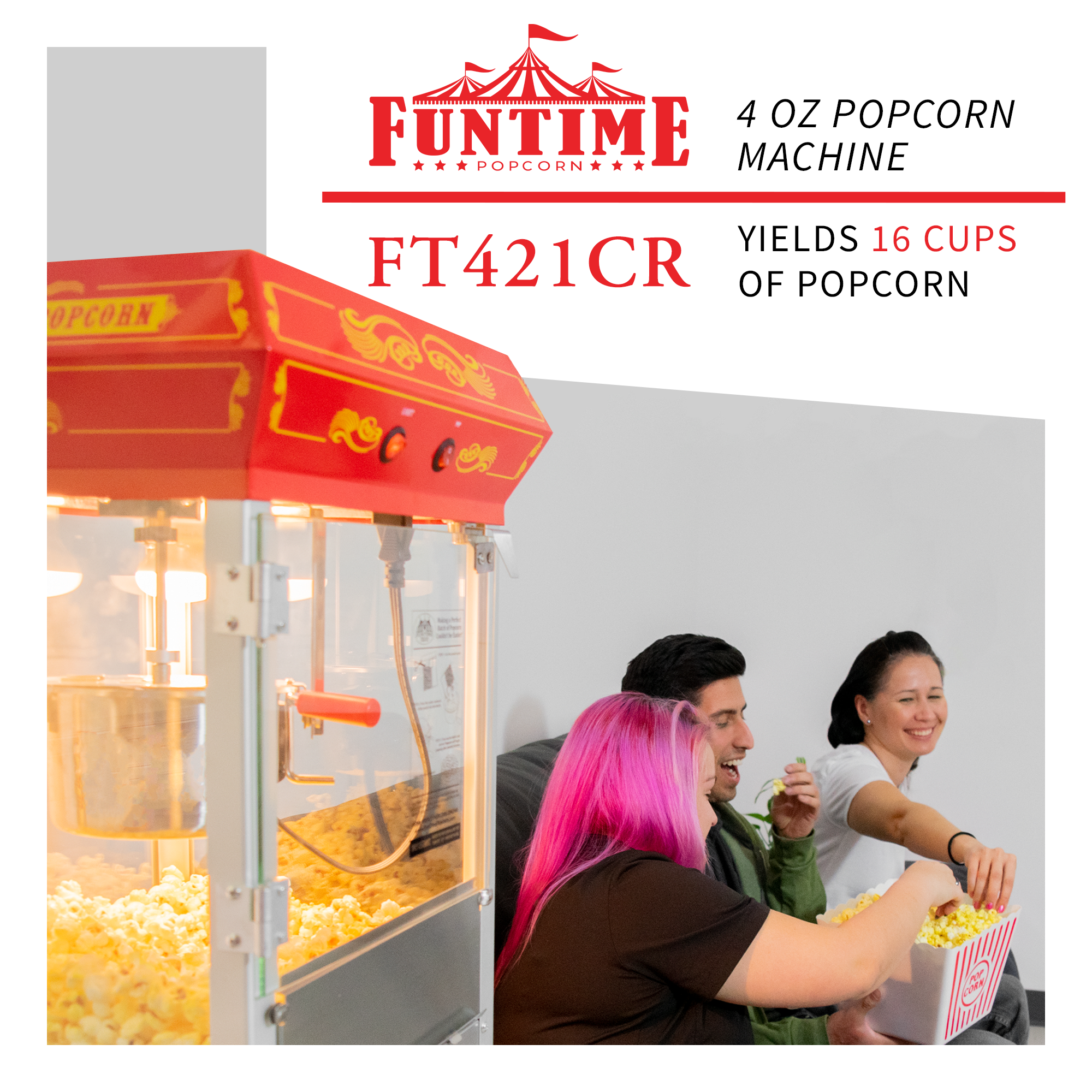 Commercial Popcorn Machine Also used in Home; Party; Movie Theater Style 4  oz. O