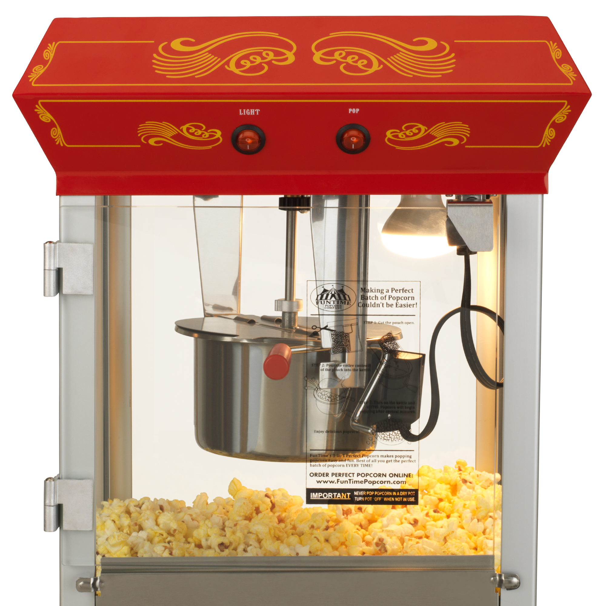 FunPop 4 oz. Popcorn Machine on red cart