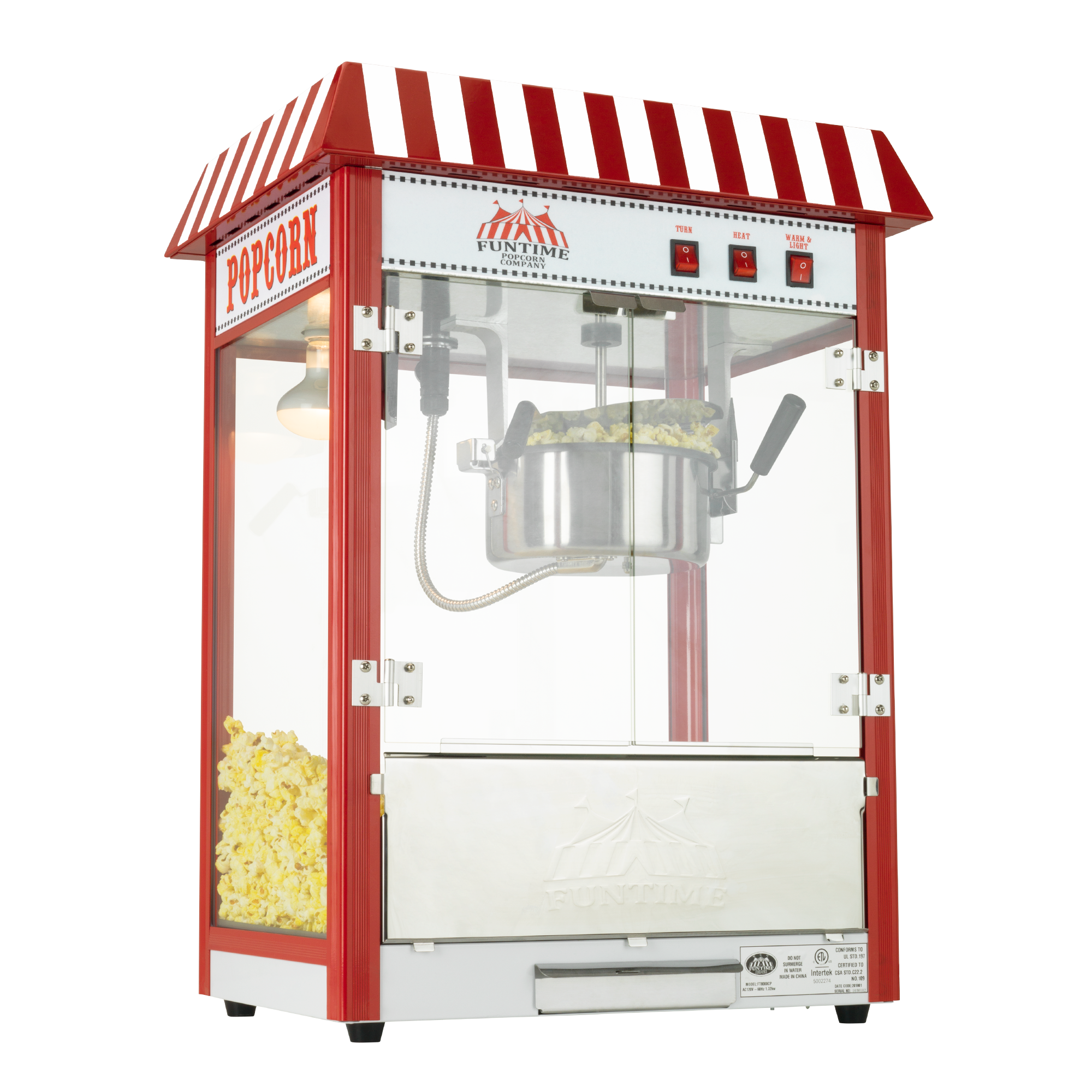 FunTime FT825CR 8oz Red Bar Table Top Popcorn Popper Maker Machine -  funtimepopcorn