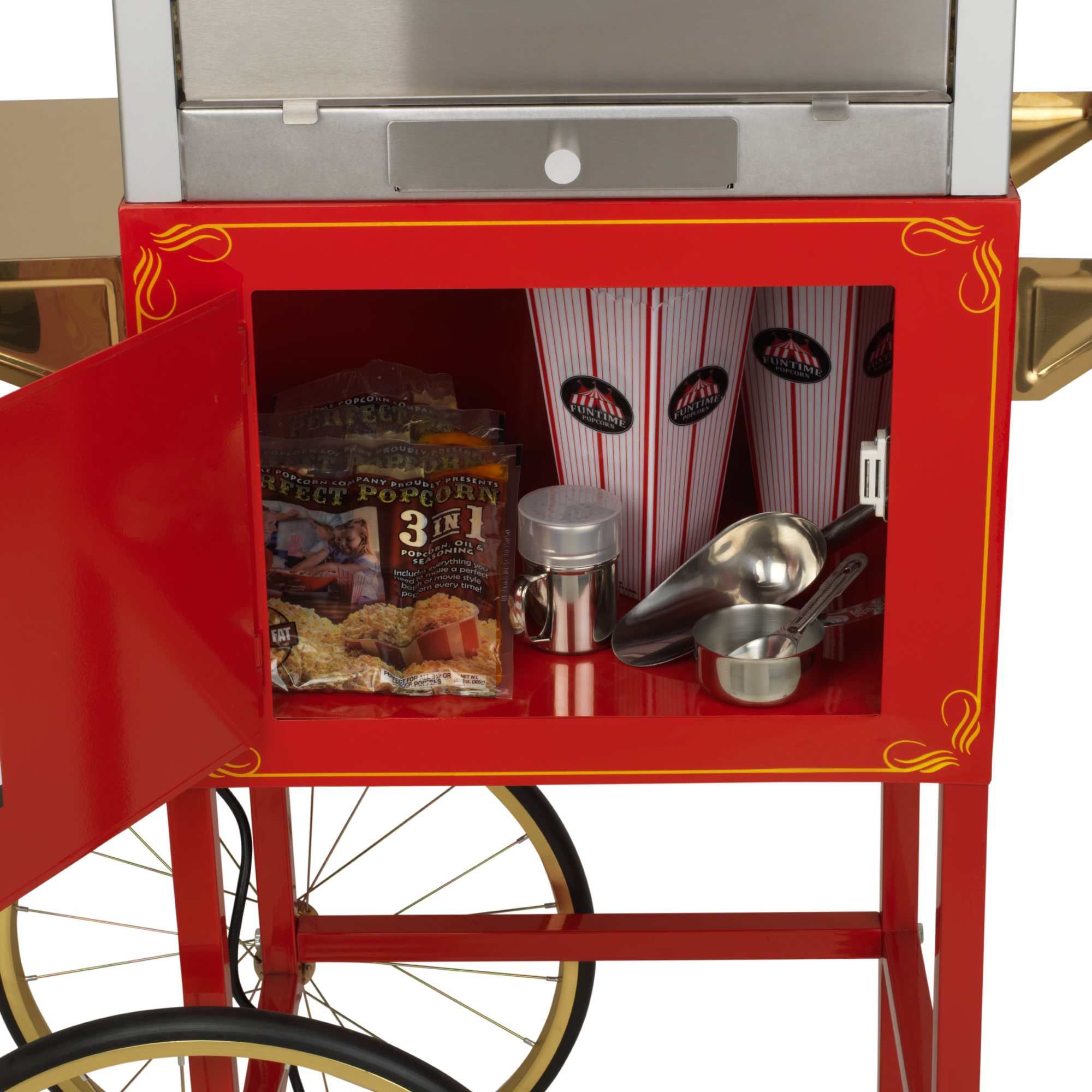 Fun Time FT860CRS Hot Oil Popcorn Machine w/ Cart - Roller Auctions